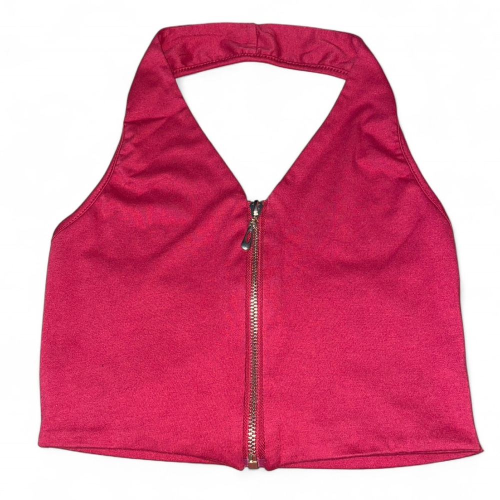 WOMENS FRONT ZIP HALTER TOP